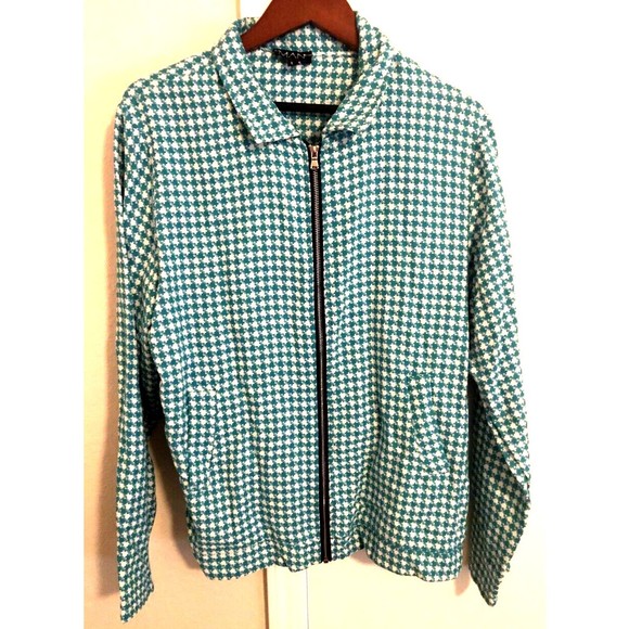 BooHoo Man Long Sleeve Zipper Front Shirt Jacket Plaid Green/White size Large - Picture 1 of 6